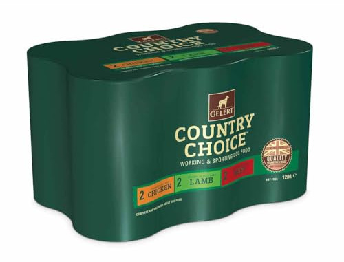 Gelert Country Choice Wet Dog Food Variety Pack - 6x1200g Cans with Beef, Chicken & Lamb - Complete Dog Wet Food