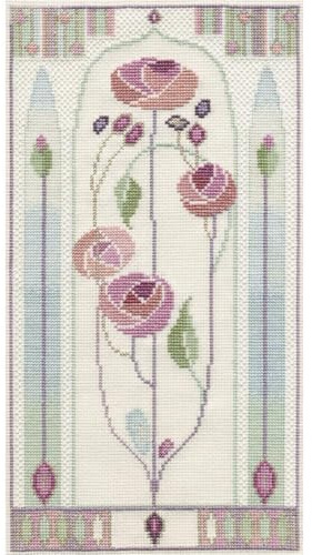 Derwentwater Designs MKP5 Mackintosh Cross Stitch Kit - Oriental Rose