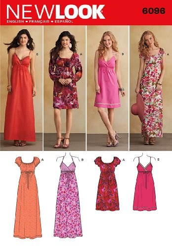 New Look 6096 Size A 4/6/8/10/12/14/16 Misses Dresses Sewing Pattern, Multi-Colour