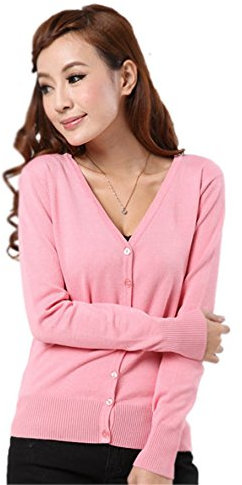 Mooncolour Womens 24 Colors Knit Outwear Autumn Cardigan Sweater, Pink, UK8-10
