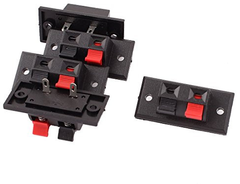 sourcing map 5pcs 2 Way Push Release Connector Plate Speaker Terminal Strip Block