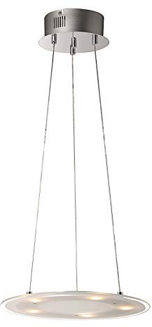 Eurotondisplay LED 5x5W Pendelleuchte SD8097-05A höhenverstellbar Hängeleuchte in chrom,Glas weiß satiniert,Schirm Durchmesser 35cm,Höhe 120cm 3000k warmweiß LED