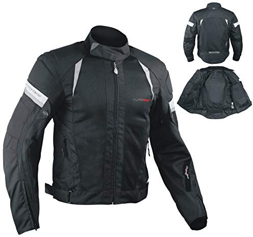 Chaqueta Moto del Verano de Tela de Malla Transpirable Protecciones Negro XL
