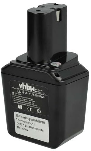 vhbw 1x batteria sostituisce Bosch 2607300002, 2 607 3000 002, 26073000002, 2 607 300 002 per utensile elettrico (2100 mAh, NiMH, 9,6 V)