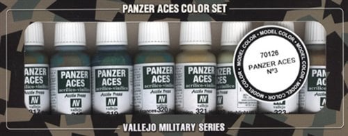 Vallejo Model Color Panzer Aces No.3 Acrylic Paint Set - Assorted Colours (Pack of 8)