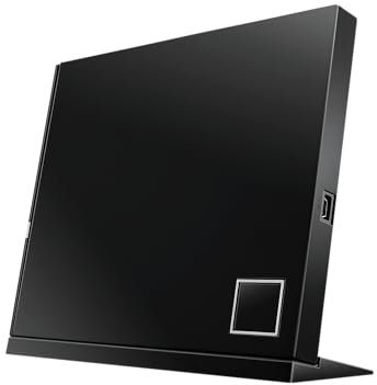Asus SBW-06D2X-U externer Slim Blu-Ray BDXL Brenner (6x BD-R (SL/DL), 8x DVD±R, 6x DVD±R DL, 5x DVD-RAM, USB 2.0) inkl. Cyberlink Power2Go, Hochglanz Schwarz