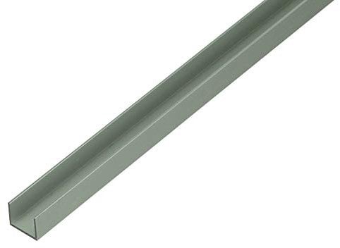 Alberts 485610 Perfil en U, Especial para placas aglomeradas de 19 mm de grosor, Aluminio, anodizado plateado, 1000 x 22 x 15 mm