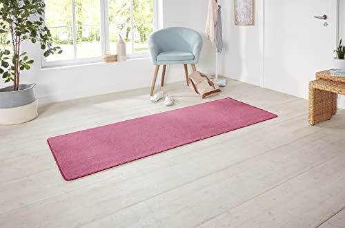 Hanse Home Nasty Läufer – Flauschiger Kurzflor Teppich Einfarbig Unifarben für Esszimmer, Wohnzimmer, Kinderzimmer, Flur, Schlafzimmer, Küche – Uni Rosa, Pink, 80x200cm