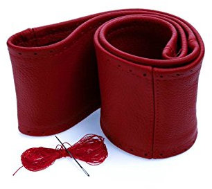 myshopx Lenkradschoner Lenkradhülle Lenkradbezug Echt Leder Farbe ROT Ø 37-39cm/ 10,5cm