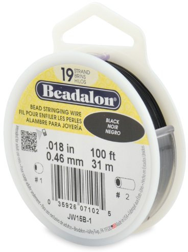 Beadalon 31 m Reel 0.46 mm Diameter 19 Strand Wire, Black