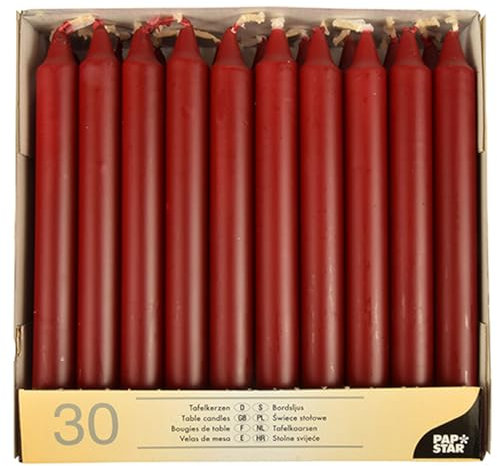 PAPSTAR 120 Tafelkerzen Ø 2,15 cm · 19,6 cm Bordeaux.