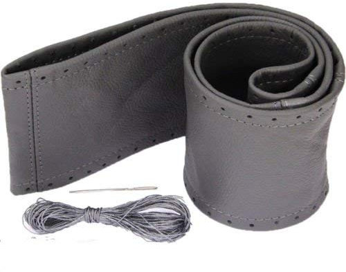 Lenkradbezug dunkel grau echt Leder zum Schnüren Lenkrad Schoner 37-39 cm