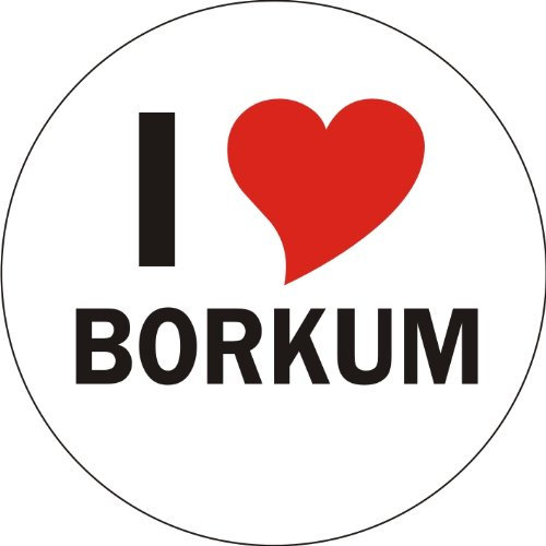 INDIGOS UG Aufkleber - Sticker - Autoaufkleber - I Love Borkum - 8 cm Durchmesser rund - JDM - Die Cut - OEM - Auto - Heckscheibe - aussenklebend, rund, Auto LKW Truck Stadt