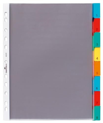 Durable Hüllenregister A4 8-teilig, 1 Stück, transparent mit bunten Taben, 663119