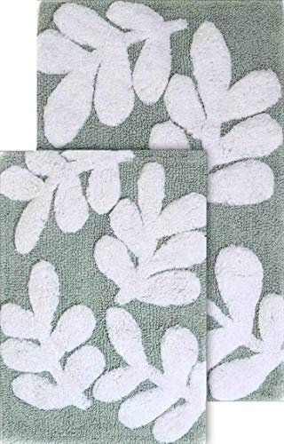 Chesapeake Monte Carlo Badteppich-Set, Baumwolle, Mondstein/Weiß, 21 x 34 & 17 x 24
