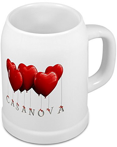 digital print Bierkrug mit Namen Casanova - Motiv Herzballons - Namenstasse, Becher, Maßkrug, Humpen