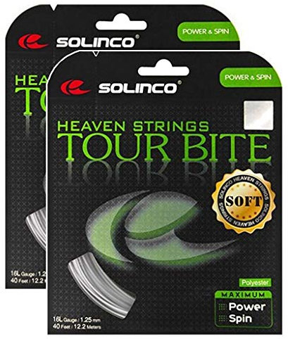 Solinco Tour Bite Soft Tennissaiten, 16 g, 1,30 mm, 2 Packungen