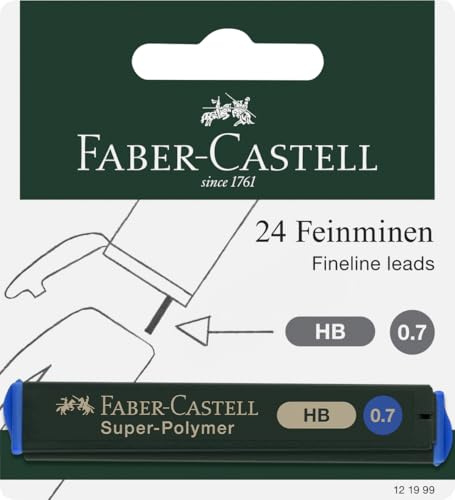FABER-CASTELL 121999 - Feinmine Super Polymer, Härtegrad HB, 0.7 mm, 24 Minen