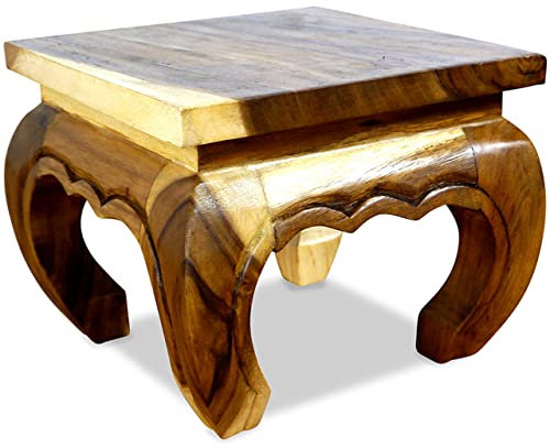 livasia Opiumtisch aus Massivholz – 30x30x24cm – Handgeschnitzter Beistelltisch Holz aus Thailand, Nachhaltig, Robust und Ästhetisch, Setzt Exotische Akzente als Kleiner Tisch (Natur)