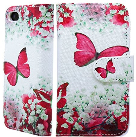 NWNK13 iPhone 6, iPhone 6s case Floral Print Pu Leather Book Wallet Flip Case with Gel Inner Frame + Screen Protector & PINK