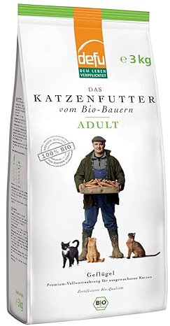 defu Katzenfutter | 3 x 3 kg | Adult Bio Geflügel Trockenfutter | Premium Bio Alleinfuttermittel für Katzen