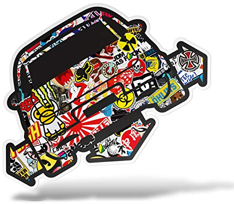 erreinge Sticker Compatibile per Fiat Punto Down out Dub JDM Tuning Sticker Bomb Adesivo Sagomato in PVC per Auto Lunotto Finestrino - cm 12