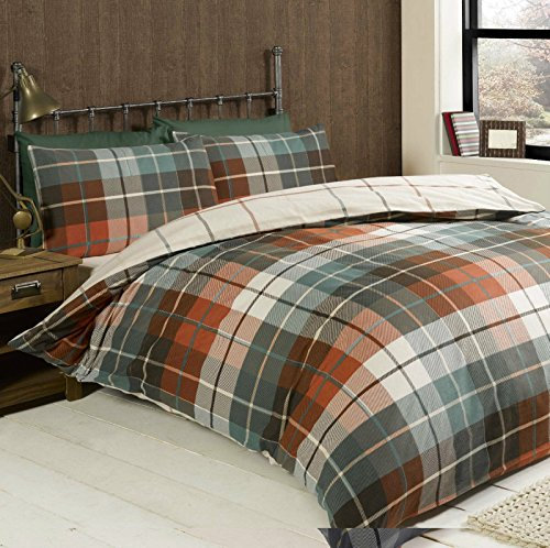 Rapport Lomond kariert 100% Gebürstete Baumwolle Bettbezug-Set, Terracotta, King