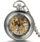 JewelryWe Reloj de Bolsillo mecánico Cuerda Manual, clásico Retro Reloj Bronce, Pantalla Dual Hueco, Reloj de Bolsillo Antiguo (G)