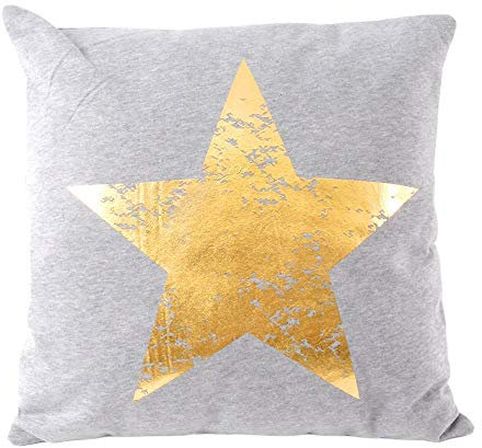 CB Home & Style Dekokissen Sterne 45 x 45 cm Grau-Gold Kissen