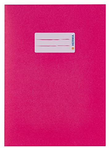 HERMA 5514 Heftumschlag A5 Papier Pink, Hefthülle mit Beschriftungsfeld aus extrem kräftigen Papier & satten Farben, Heftschoner für Schulhefte, farbig