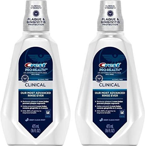 Crest Pro-Health Clinical CPC Antigingivitis/Antiplaque Oral Rinse Deep Clean Mint, Clean Mint 473 ml (Pack of 2)