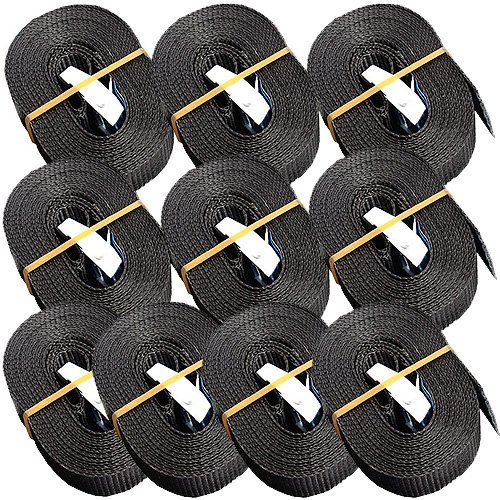 10 x Spanngurt mit Schnellverschluß Klemmschloss 250 Kg 4 m (schwarz)