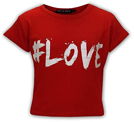 A2Z 4 Kids #Love Printed Crop Top Short Sleeves T Shirt Summer Fashion - #Love Crop Top Red 13