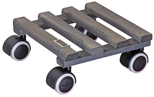 Wagner Pflanzenroller Vintage 19 x 19 x 8 cm I Pflanzenroller für Innenbereich I Blumenroller aus FSC®-Massivholz, Buche Vintage I Kübelroller aus Holz I Tragkraft 50 kg I Made in EU - 20081001