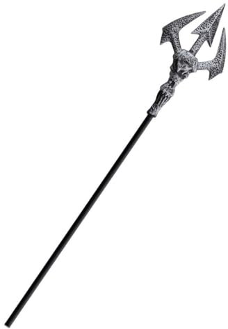 Kostüm Accessoires Zubehör, Mittelalter Krieger Kämpfer Dreizack Speer mit Totenkopf,123cm, Pitchfork, perfekt für Halloween Karneval und Fasching, Silber