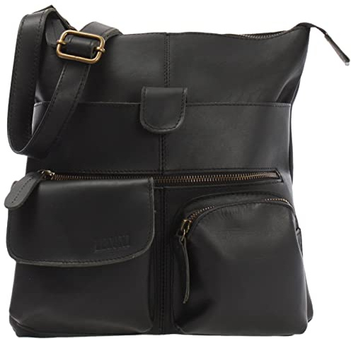 LECONI Umhängetasche Rinds-Leder kleine Schultertasche Damen + Herren Vintage-Look Schultertasche Ledertasche 28x30x5cm LE3011