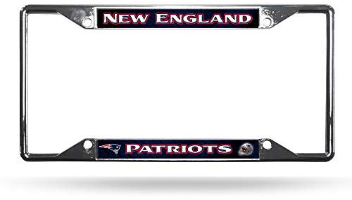 NFL Rico Industries Easy View Nummernschildrahmen, Chrom, New England Patriots, Blau, 15,2 x 31,1 cm