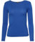 Easy Young Fashion - Damen Basic Rundhals Shirt - Langarm Unterziehshirt - Skinny Fit 1093 - Blau M