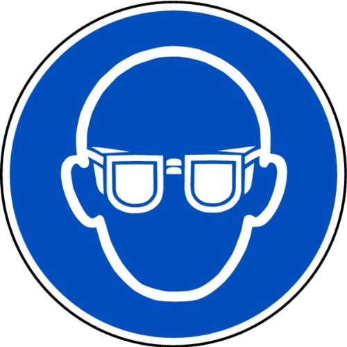 LEMAX® Gebotsschild, Augenschutz benutzen M004 DIN EN ISO 7010 Kunststoff weiß Aufdruckfarbe: blau, 200mm