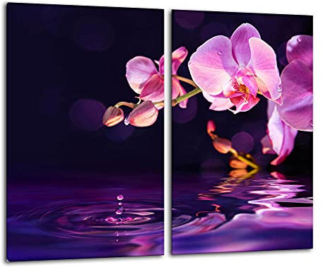 Gsmarkt Herdabdeckplatten Schneidebrett Set 2x30x52 Glasbild Orchidee