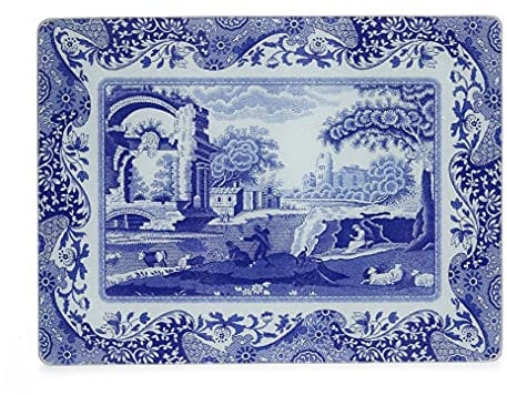 Portmeirion Home & Gifts Italian Glass Worktop Saver, Blue & White, 30 x 40cm