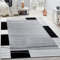 Paco Home Teppich Wohnzimmer Kurzflor Modern Bordüre Geometrisches Muster Grau Schwarz, Grösse:120x170 cm