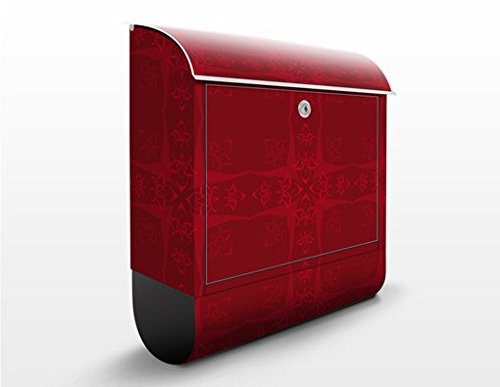 Briefkasten mit Zeitungsrolle Rotes Orient Ornament 46cm x 39cm