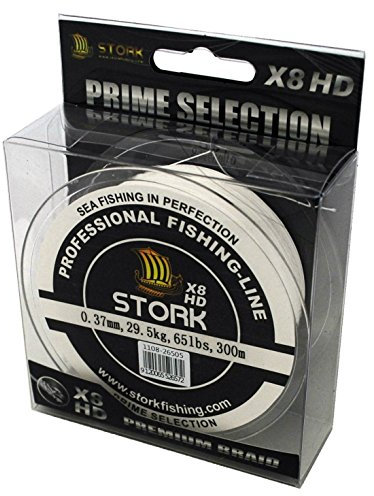 Stork HDx8, 8-Fach geflochtene premium Angelschnur 300m (Weiß, 20 lbs / 9.1 kg / 0.18 mm)