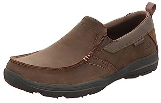 Skechers Men's Harper Forde Sneaker, Dark Brown Leather, 10.5 UK