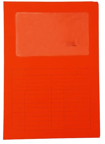 Blasetti Porte-documents avec fenêtre - SINTEX ROUGE classeur de documents pour bureau, format A4, lot de 50 pièces, papier coloré 120 g, ouvert sur deux côtés