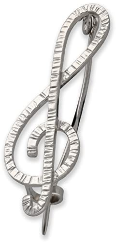 Sterlingsilber Violinschlüssel Brosche für Damen - Notenlinien-inspirierte Form mit zeitgemäßem Unisex-Design, perfektes ausdrucksstarkes Geschenk für Musikliebhaber, handgefertigt von Emmanuela