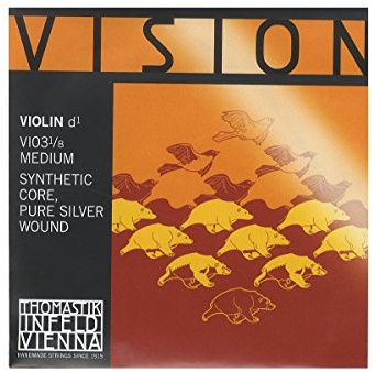 Thomastik Einzelsaite für 1/8 Violine Vision - D-Saite Kunststoffkern, Rein-Silber umsponnen, mittel