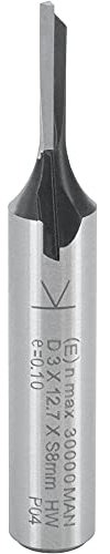 ENT 10042 Fraise à rainurer Carbure, Queue (S) 8 mm, Diamètre (D) 3 mm, NL 12,7 mm, Z1, SL 32 mm, GL 51 mm