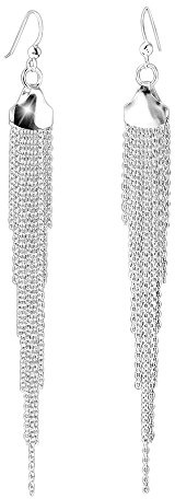 MATERIA Lange Ohrhänger Silber 925 Damen Schmuck - Ohrringe hängend 110mm Wasserfall rhodiniert Frauen Geschenk